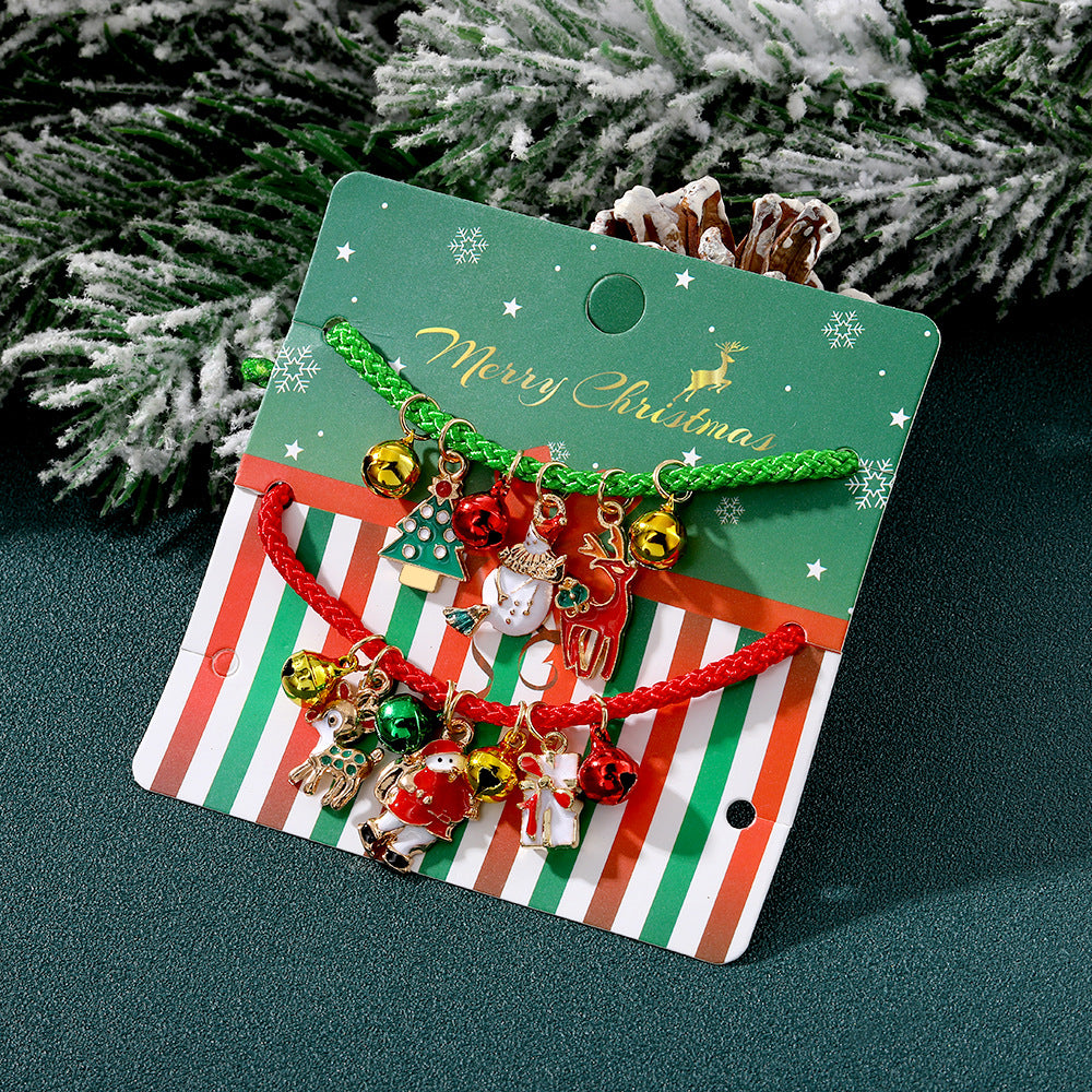 Wholesale Cartoon Oil Dripping Adjustable Christmas Elk Bell Bracelet